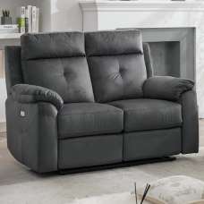 Pasco Fabric Electric Recliner 2 Seater Sofa In Anthracite - UK