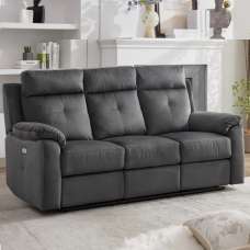 Pasco Fabric Electric Recliner 3 Seater Sofa In Anthracite - UK