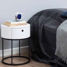 Pasco Wooden Bedside Cabinet With 1 Drawer In White - UK