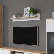 Pasco Wooden Wall Shelf In Matt White And Oak - UK