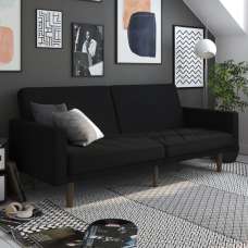 Pawson Fabric Sofa Bed With Wooden Legs In Black - UK