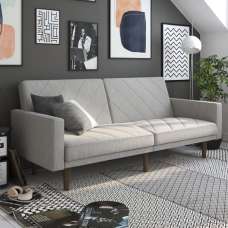 Pawson Fabric Sofa Bed With Wooden Legs In Light Grey - UK