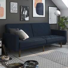 Pawson Fabric Sofa Bed With Wooden Legs In Navy Blue - UK