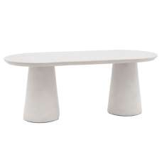 Payson Glass Concrete Oval Dining Table In Linen - UK