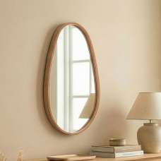 Pear Glass Wall Mirror with Solid Oak Wood Frame - UK
