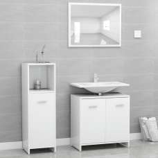 Pecos Wooden 3 Piece Bathroom Furniture With Mirror In White - UK