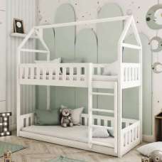 Pecos Wooden Bunk Bed With Bonnell Mattress In White - UK