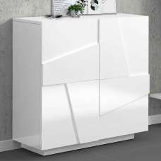 Pembroke High Gloss Shoe Storage Cabinet With 2 Doors In White - UK