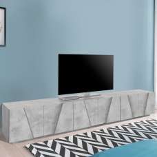 Pembroke Wooden TV Stand With 6 Doors In Bronx Concrete - UK