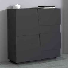 Pendleton Wooden Highboard With 4 Doors In Matte Anthracite - UK