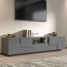 Pendleton Wooden TV Stand With 4 Doors In Matte Anthracite - UK