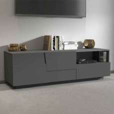 Pendleton Wooden TV Stand With 2 Doors And 1 Drawer In Matte Anthracite - UK