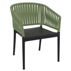Penwell Polypropylene Outdoor Armchair In Black And Olive Green - UK