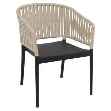 Penwell Polypropylene Outdoor Armchair In Black And Taupe - UK