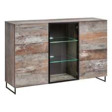 Peoria Wooden Sideboard 3 Doors In Canyon Oak With LED - UK
