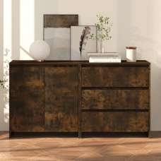 Pepa Wooden Sideboard With 2 Doors 3 Drawers In Smoked Oak - UK