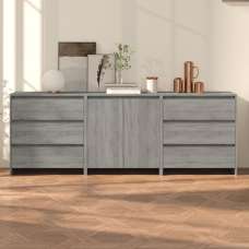 Pepa Wooden Sideboard With 2 Doors 6 Drawers In Sonoma Grey - UK