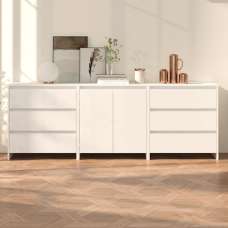 Pepa Wooden Sideboard With 2 Doors 6 Drawers In White - UK