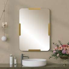 Pera Glass Decorative Wall Mirror with Gold Metal Frame - UK