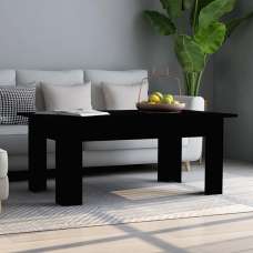 Perilla Rectangular Wooden Coffee Table In Black - UK