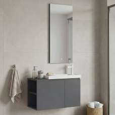 Perla Wooden Wall Mounted Bathroom Furniture Set in Matte Grey - UK