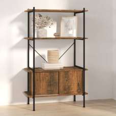 Perry Wooden 4-Tier Shelving Unit In Dark Brown - UK
