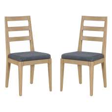 Petaluma Wooden Dining Chairs With Fabric Seat In Pair - Oak - UK