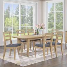 Petaluma Wooden Extending Dining Table With 6 Chairs - Oak - UK