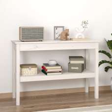 Petey Pinewood Console Table With Undershelf In White - UK