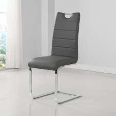 Petra Faux Leather Dining Chair In Grey - UK