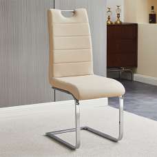 Petra Faux Leather Dining Chair In Taupe - UK
