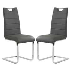 Petra Grey Faux Leather Dining Chairs In Pair - UK