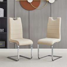 Petra Taupe Faux Leather Dining Chairs In Pair - UK