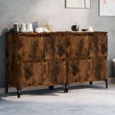 Peyton Wooden Sideboard With 8 Doors In Smoked Oak - UK