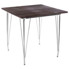 Pherkad Square Wooden Dining Table With Chrome Metal Legs - UK