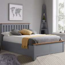Phoney Wooden Ottoman Storage King Size Bed In Stone Grey - UK