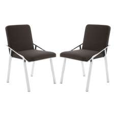 Markeb Black Fabric Dining Chairs With Silver Frame In A Pair - UK
