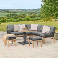 Piero Aluminium Modular Adjustable Table Dining Set in Charcoal Grey and Oak - UK