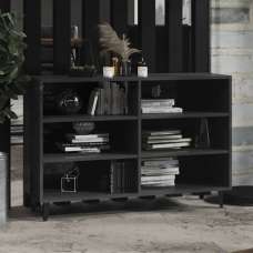 Pilvi High Gloss Bookcase With 6 Shelves In Grey - UK