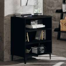 Pilvi Wooden Bookcase With 3 Shelves In Black - UK