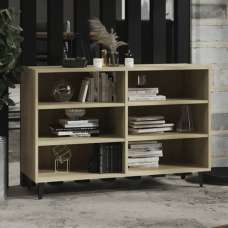 Pilvi Wooden Bookcase With 6 Shelves In Sonoma Oak - UK