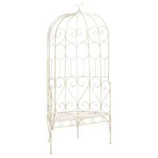 Piper 95cm Wrought Iron Garden Seating Bench In Antique White - UK