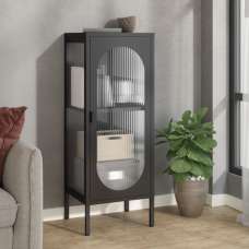 Piper Glass And Steel Storage Cabinet With 1 Door In Black - UK