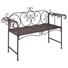 Piper Steel Garden Seating Bench In Antique Brown - UK