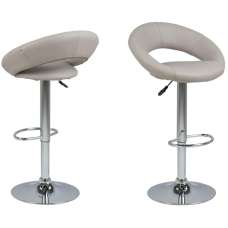 Plano Taupe PU Leather Bar Stools With Chrome Base In Pair - UK