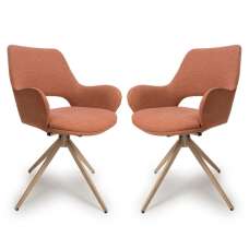 Playa Brick Fabric Dining Chairs In Pair - UK