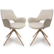 Playa Natural Fabric Dining Chairs In Pair - UK