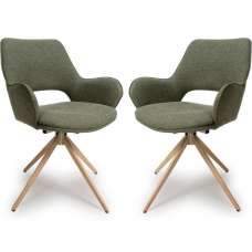 Playa Sage Fabric Dining Chairs In Pair - UK