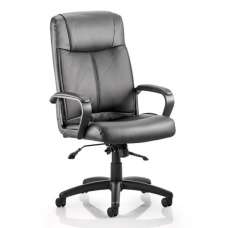 Plaza Leather Executive Office Chair In Black With Arms - UK