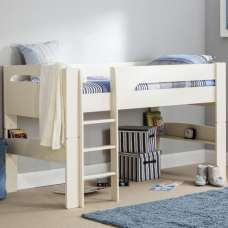 Paris Midsleeper Wooden Bunk Bed In Stone White - UK
